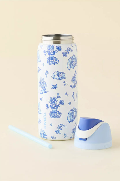 Owala Delft Cat Print FreeSip 32 oz Water Bottle