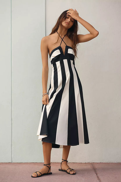 Maeve Halter Colorblock Midi Dress