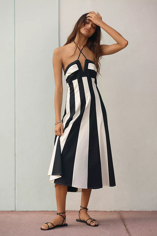 Maeve Halter Colorblock Midi Dress