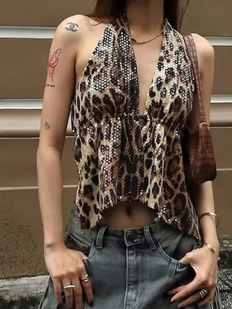 Leopard Halter Top