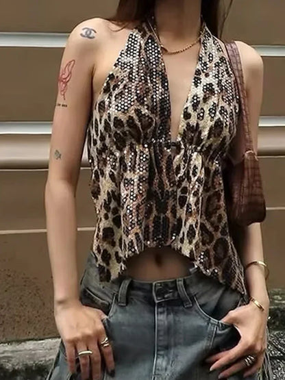 Leopard Halter Top