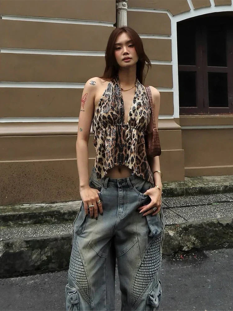 Leopard Halter Top