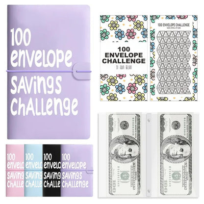 Savings Challenge Cash Binder with Clear Pockets and 100-Box Tracker