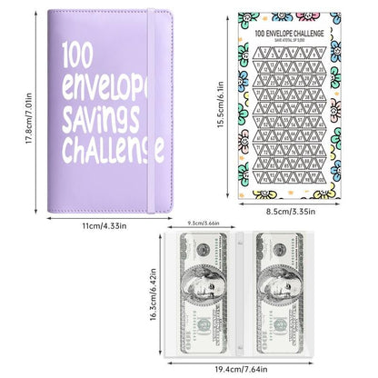 Savings Challenge Cash Binder with Clear Pockets and 100-Box Tracker