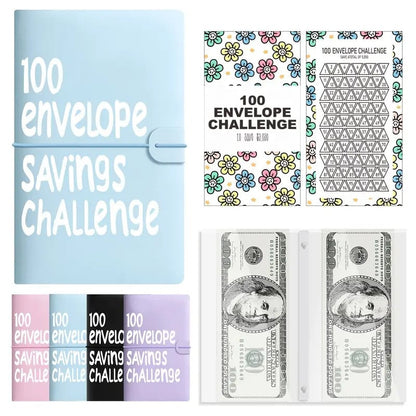 Savings Challenge Cash Binder with Clear Pockets and 100-Box Tracker