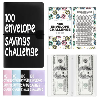 Savings Challenge Cash Binder with Clear Pockets and 100-Box Tracker