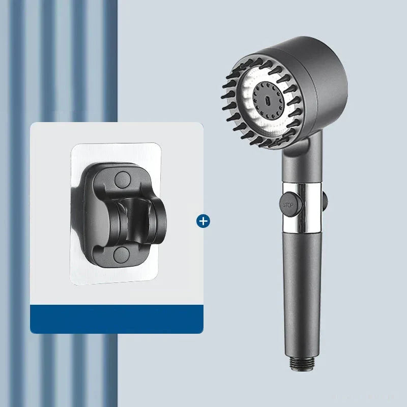 Handheld Shower Head with Multiple Spray Modes and Stop Button
