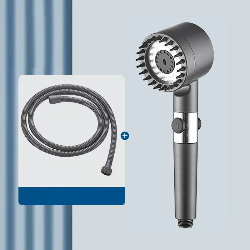 Handheld Shower Head with Multiple Spray Modes and Stop Button