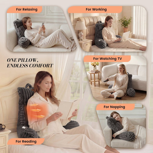 Heated Backrest Reading Pillow with Arms