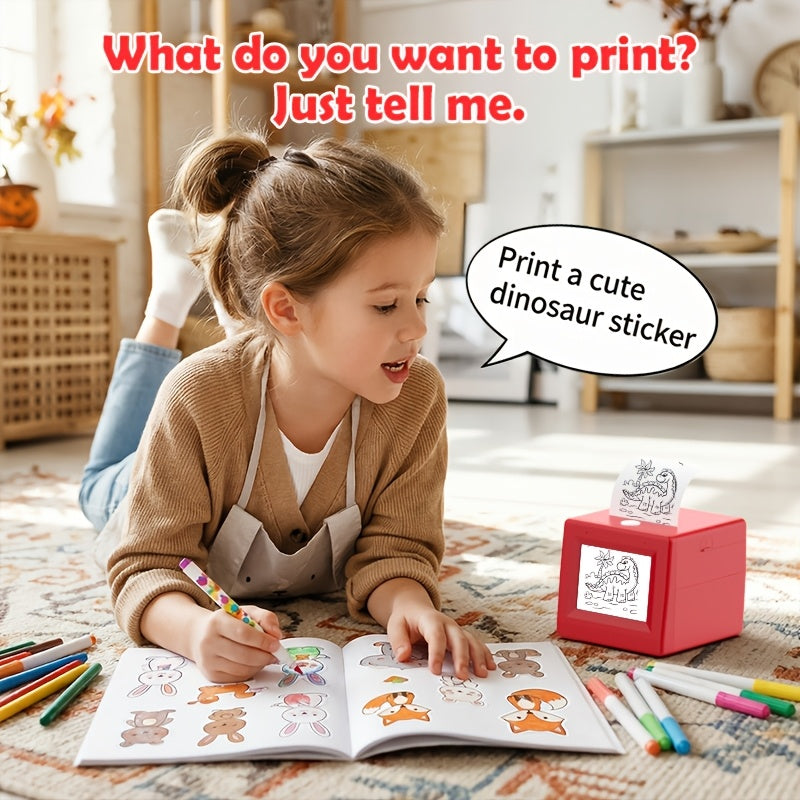 AI Voice Sticker & Coloring Page Printer for Kids